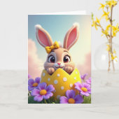 Polka Dot Bunny Frühling Karte (Gelbe Blume)