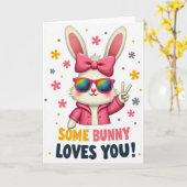 Polka Dot Bunny Loves You Karte (Gelbe Blume)