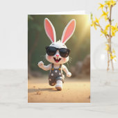 Polka Dot Bunny Lustige Zeit Karte (Gelbe Blume)