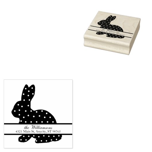 Polka-Dot Bunny Monogram-Rücksendeadresse Gummistempel (Stempel)