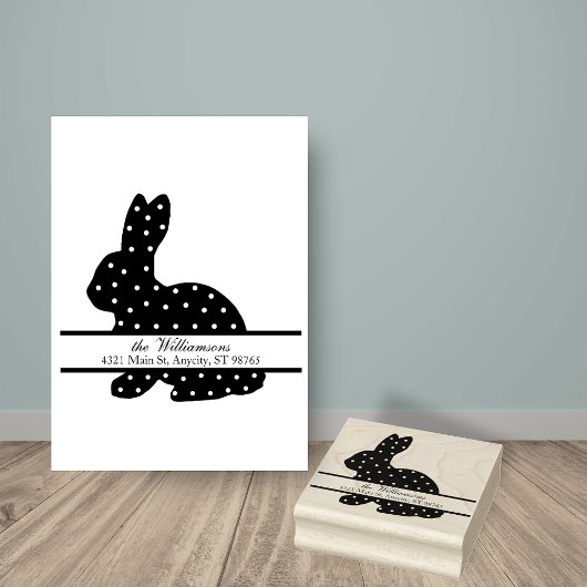 Polka-Dot Bunny Monogram-Rücksendeadresse Gummistempel