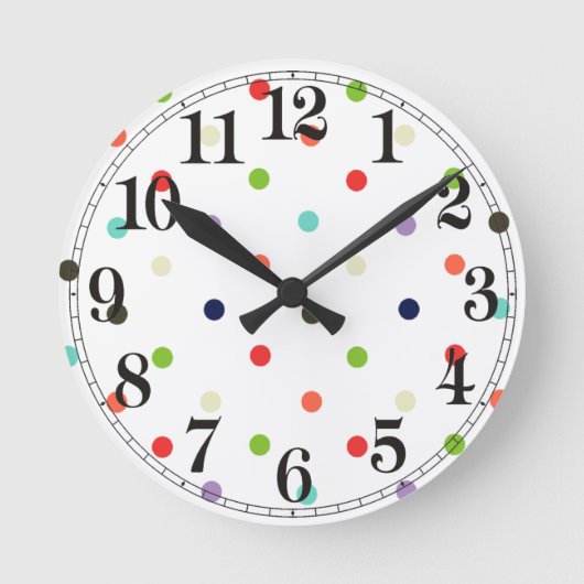 Polka-dot bunt Party Confetti Runde Wanduhr (Vorderseite)