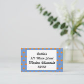 Polka Dot Business Cards (Denim Blue & Orange) Visitenkarte (Stehend Vorderseite)