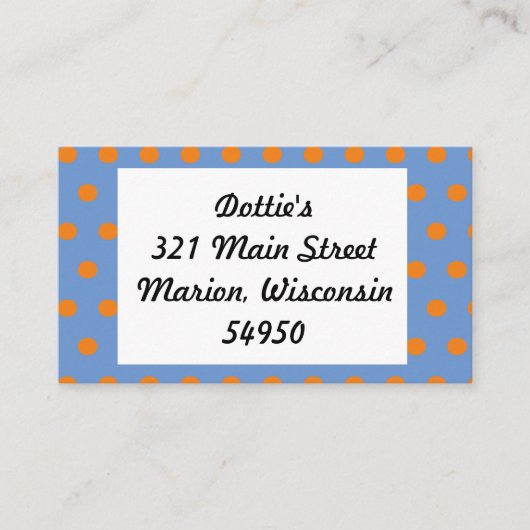 Polka Dot Business Cards (Denim Blue & Orange) Visitenkarte (Vorderseite)
