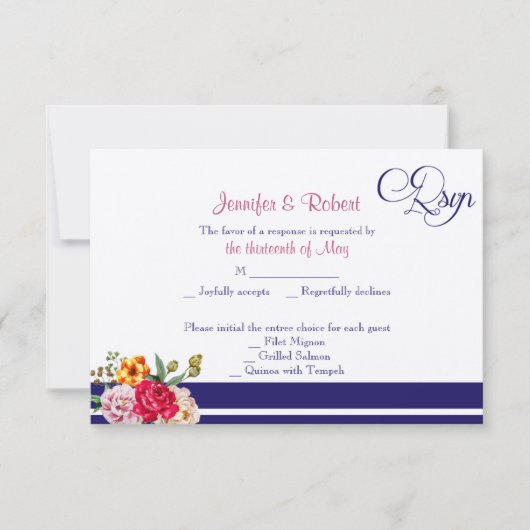 Polka Dot Butterfly Posh Wedding Response Card RSVP Karte (Vorderseite)