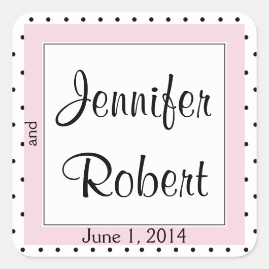 Polka Dot Butterfly Posh Wedding Umschlag Aufklebe Quadratischer Aufkleber (Vorderseite)