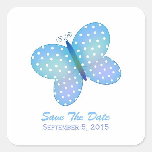 Polka Dot Butterfly : Save the Date Aufkleber (Vorderseite)
