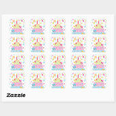 Polka Dot Cake und Confetti Quadratischer Aufkleber (Blatt)