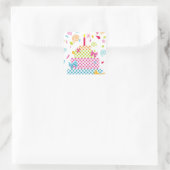 Polka Dot Cake und Confetti Quadratischer Aufkleber (Tasche)