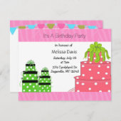 Polka Dot Cake und präsentiert Einladung zum Gebur (Vorne/Hinten)