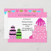 Polka Dot Cake und präsentiert Einladung zum Gebur (Vorne/Hinten)