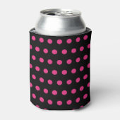 Polka Dot Can Cooler (Schwarz & Neon Pink) Dosenkühler (Kanne Vorderseite)