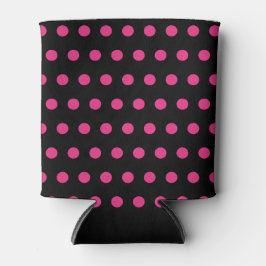 Polka Dot Can Cooler (Schwarz & Neon Pink) Dosenkühler