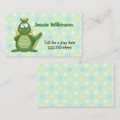 Polka Dot & Cartoon Dragon Playdate Card Telefonnummerkarte (Vorne/Hinten)
