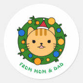 Polka Dot Cat | Brawn Cat Custom Party Runder Aufkleber (Vorderseite)