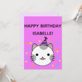 Polka Dot Cat | Glücklicher Geburtstag flatter Gru Karte (Vorderseite/Rückseite Beispiel)
