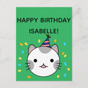 Polka Dot Cat Gruß zum Geburtstag Postkarte