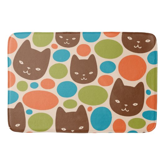 Polka Dot Cats Muster Badematte (Vorderseite)