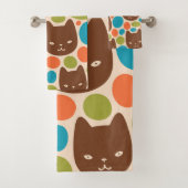 Polka Dot Cats Muster Badhandtuch Set (Insitu)