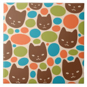 Polka Dot Cats Muster Fliese (Vorderseite)