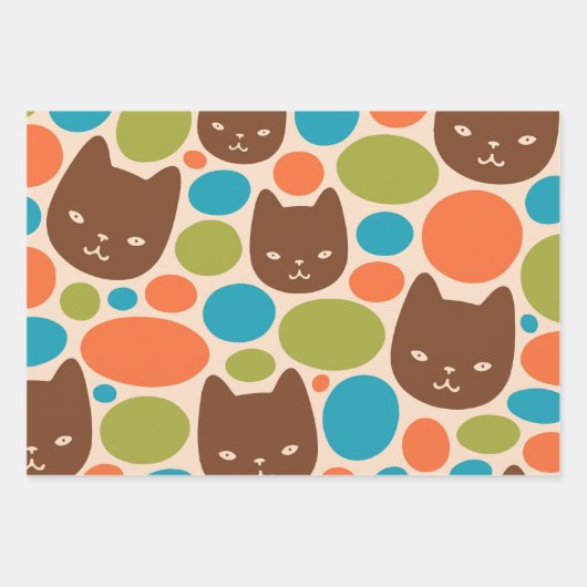 Polka Dot Cats Muster Geschenkpapier Set (Vorderseite 2)