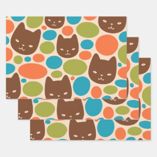Polka Dot Cats Muster Geschenkpapier Set