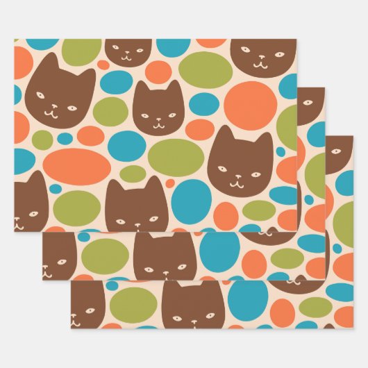 Polka Dot Cats Muster Geschenkpapier Set (Set)