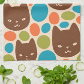 Polka Dot Cats Muster Geschirrtuch (Gefaltet)