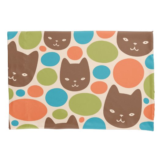 Polka Dot Cats Muster Kissenbezug (Vorderseite)