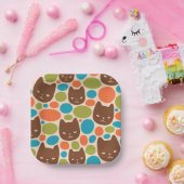 Polka Dot Cats Muster Pappteller (Party)