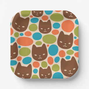 Polka Dot Cats Muster Pappteller