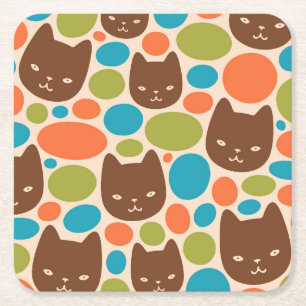 Polka Dot Cats Muster Rechteckiger Pappuntersetzer