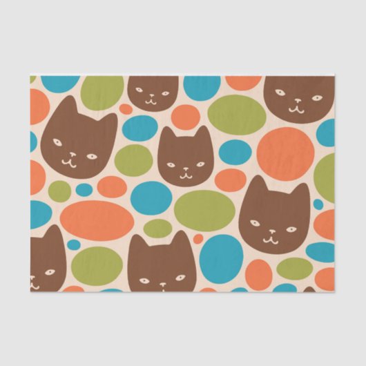 Polka Dot Cats Muster Seidenpapier (Vorderseite)