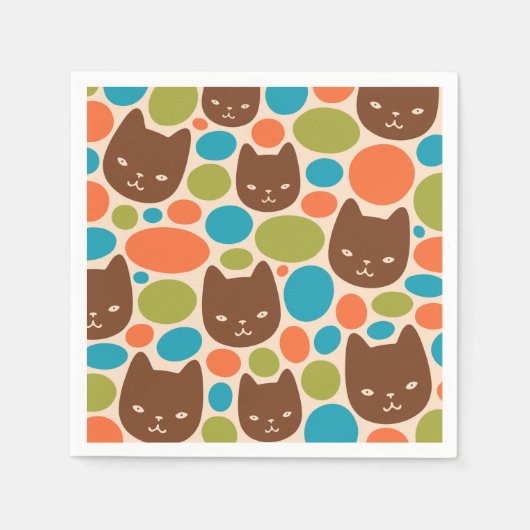 Polka Dot Cats Muster Serviette (Vorderseite)