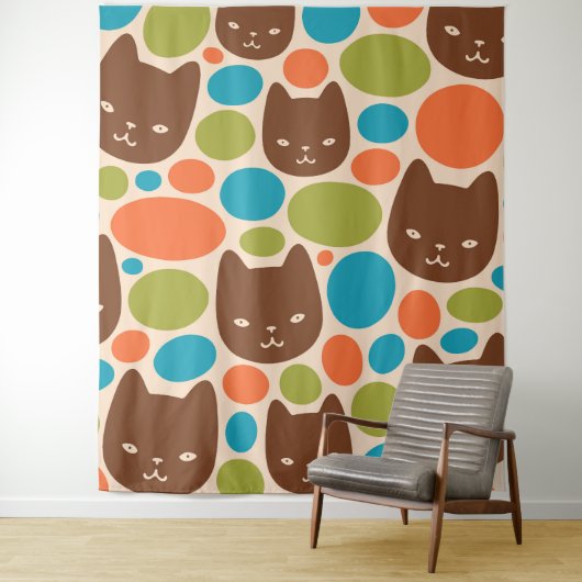 Polka Dot Cats Muster Wandteppich (Beispiel)