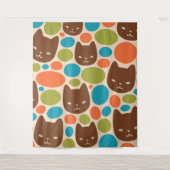 Polka Dot Cats Muster Wandteppich (Vorderseite)