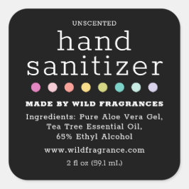 Polka Dot Chalkboard Hand Sanitizer Seife Quadratischer Aufkleber