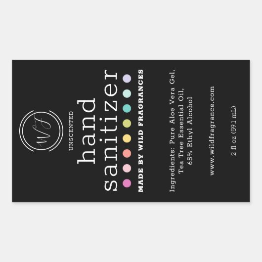 Polka Dot Chalkboard Large Hand Sanitizer Seife Rechteckiger Aufkleber (Vorderseite)