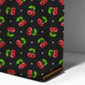 Polka Dot Cherries auf Holzkohle Stoff