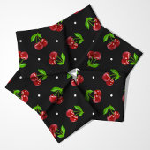 Polka Dot Cherries auf Holzkohle Stoff