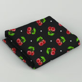 Polka Dot Cherries auf Holzkohle Stoff