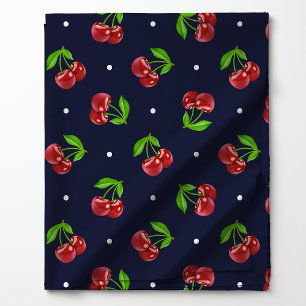 Polka Dot Cherries über die Dunkle Marine Stoff