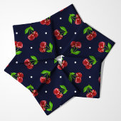 Polka Dot Cherries über die Dunkle Marine Stoff