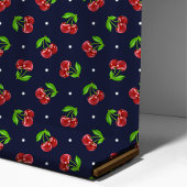 Polka Dot Cherries über die Dunkle Marine Stoff