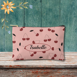 Polka Dot Cherry Muster und Individuelle Name Zubehörtasche