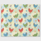 Polka Dot Chickens Wrapping Paper Geschenkpapier (Flach)