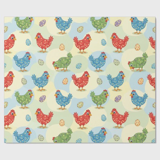 Polka Dot Chickens Wrapping Paper Geschenkpapier (Flach)