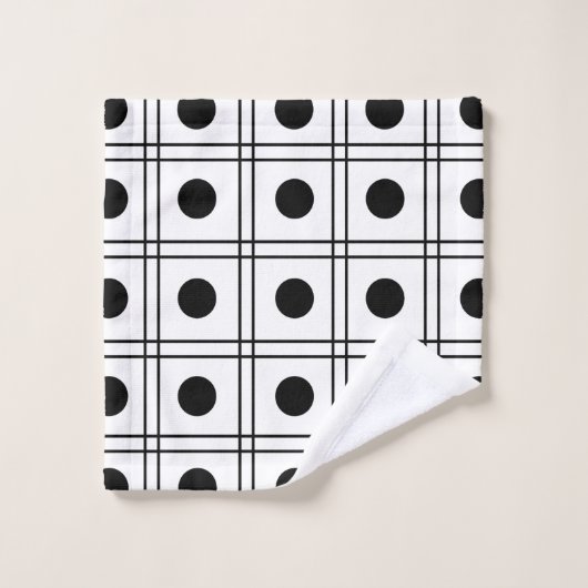 Polka Dot Circle Black and White Karo Muster Badhandtuch Set (Waschlappen)