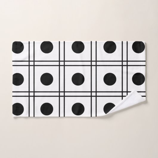 Polka Dot Circle Black and White Karo Muster Badhandtuch Set (Handtuch)