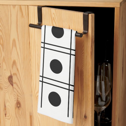 Polka Dot Circle Black and White Karo Muster Geschirrtuch (Drittel gefaltet)